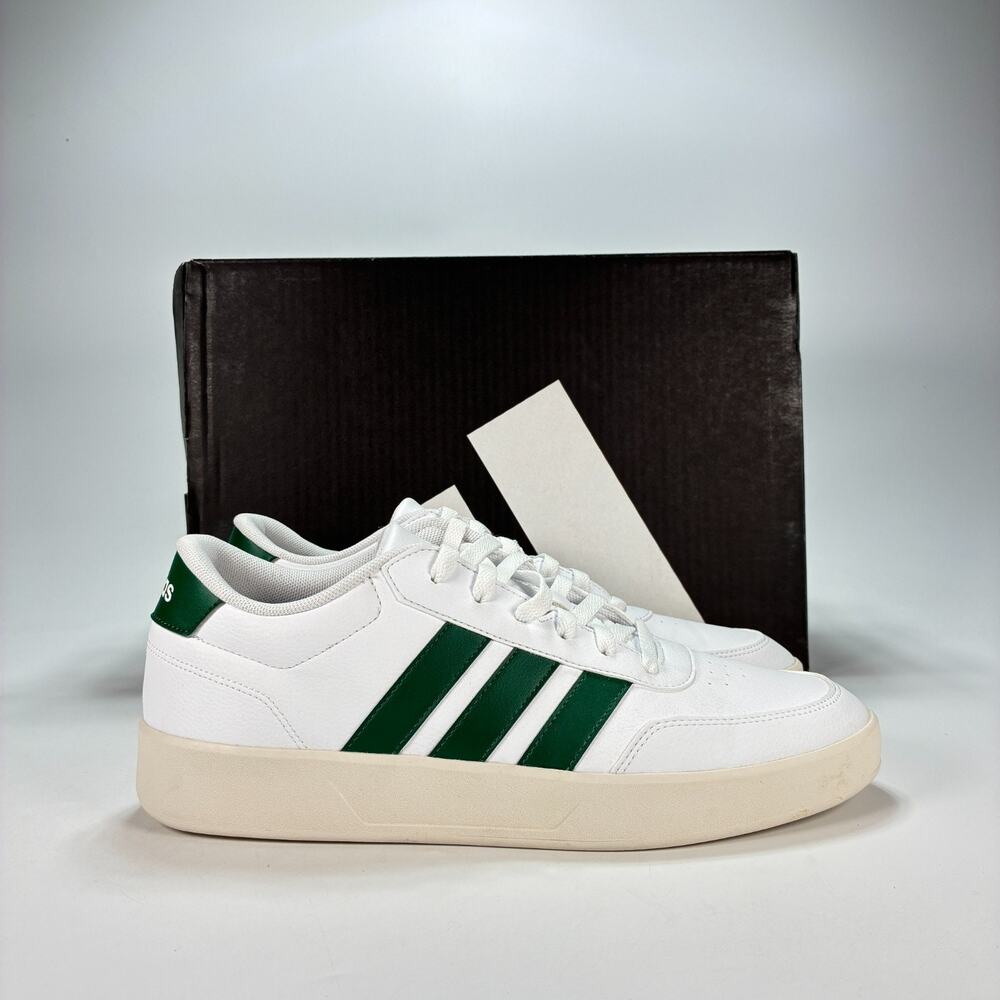 adidas Breaknet 3.0 White Collegiate Green Casual Shoes JR3549 Men's Size 10.5